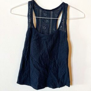 Hollister Navy Blue Lace Tank Top